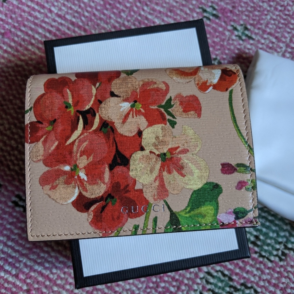 Gucci Blooms Leather Cardholder/Mini Wallet